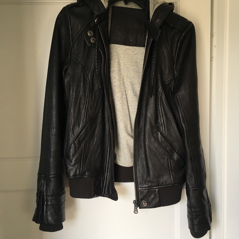 UGG Hooded Leather Moto Jacket